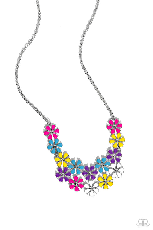 2 Piece Jewelry Set - Floral Fever - Multi Flower Necklace & Floral Flair - Multi Flower Bracelet