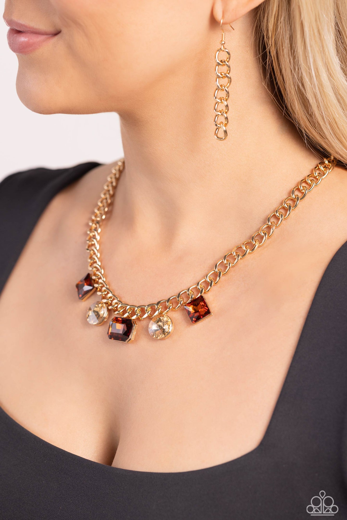 Alternating Audacity - Brown Necklace - Gold | Paparazzi Accessories