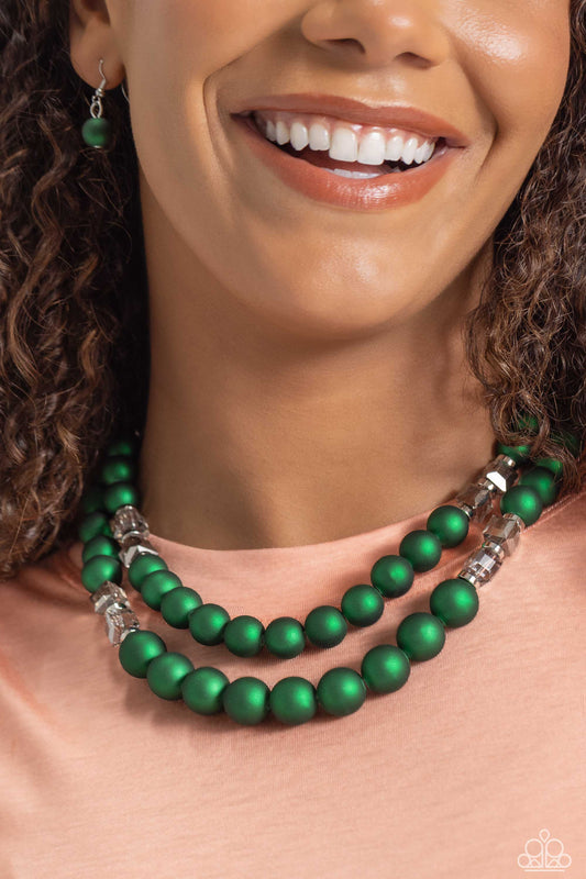Shopaholic Season Necklace & Shopaholic Showdown Bracelet - Green 2 Piece Set