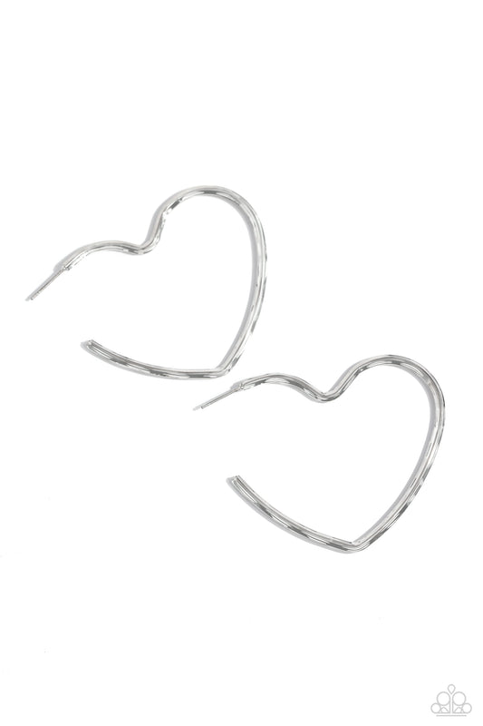 Paparazzi Summer Sweethearts - Silver Heart Earrings