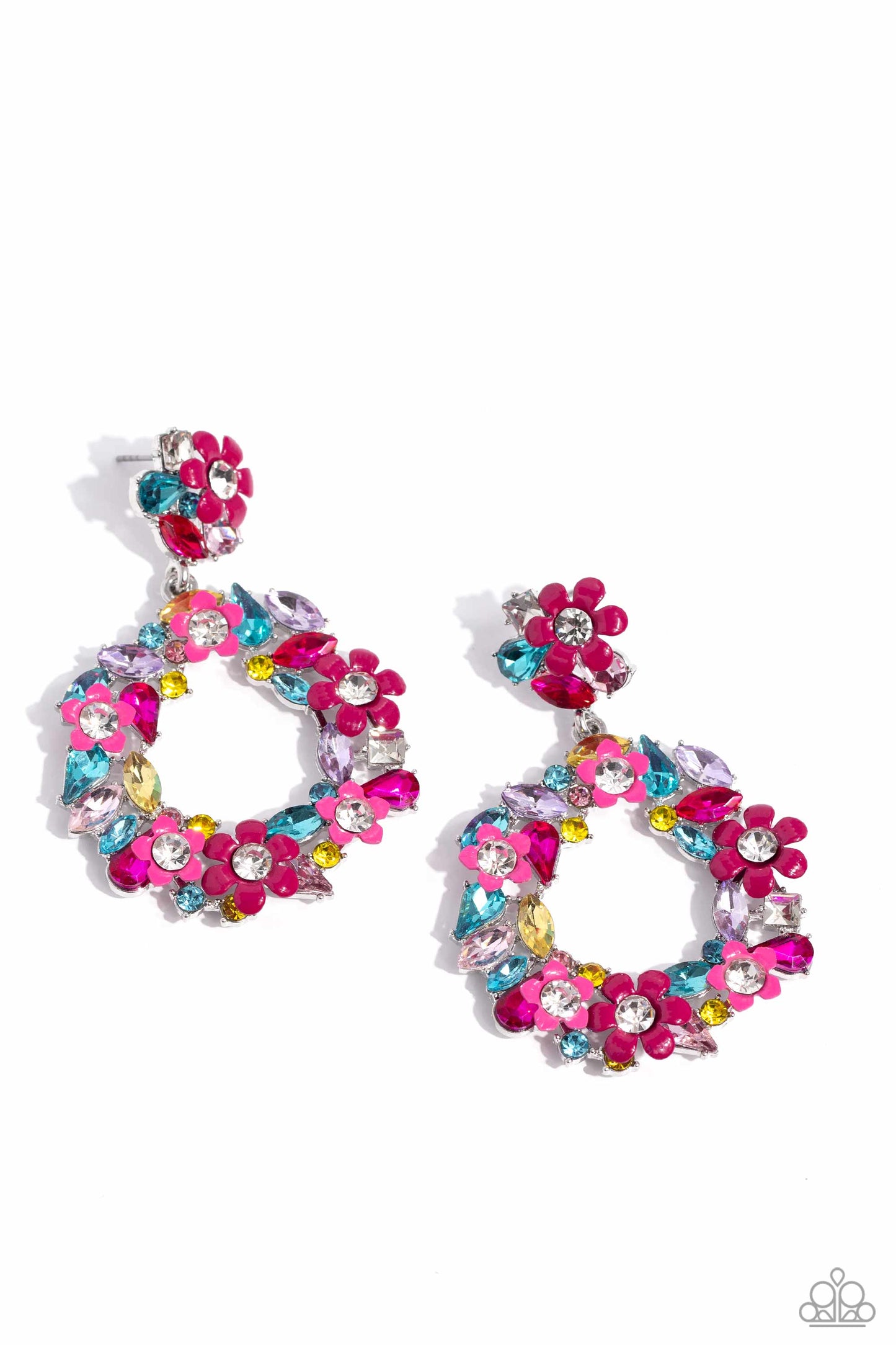 Wreathed in Wildflowers - Pink Multi Earrings