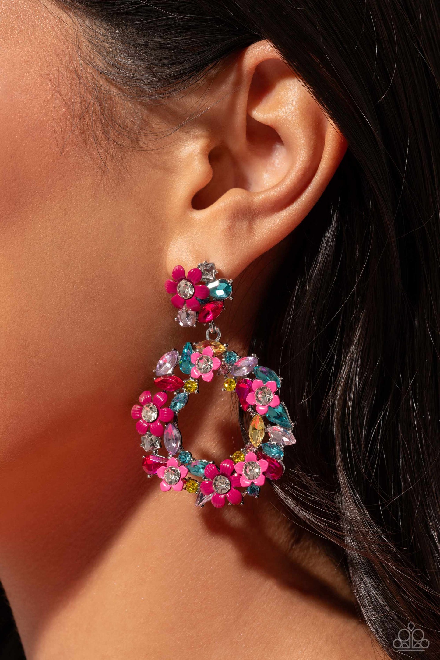 Wreathed in Wildflowers - Pink Multi Earrings