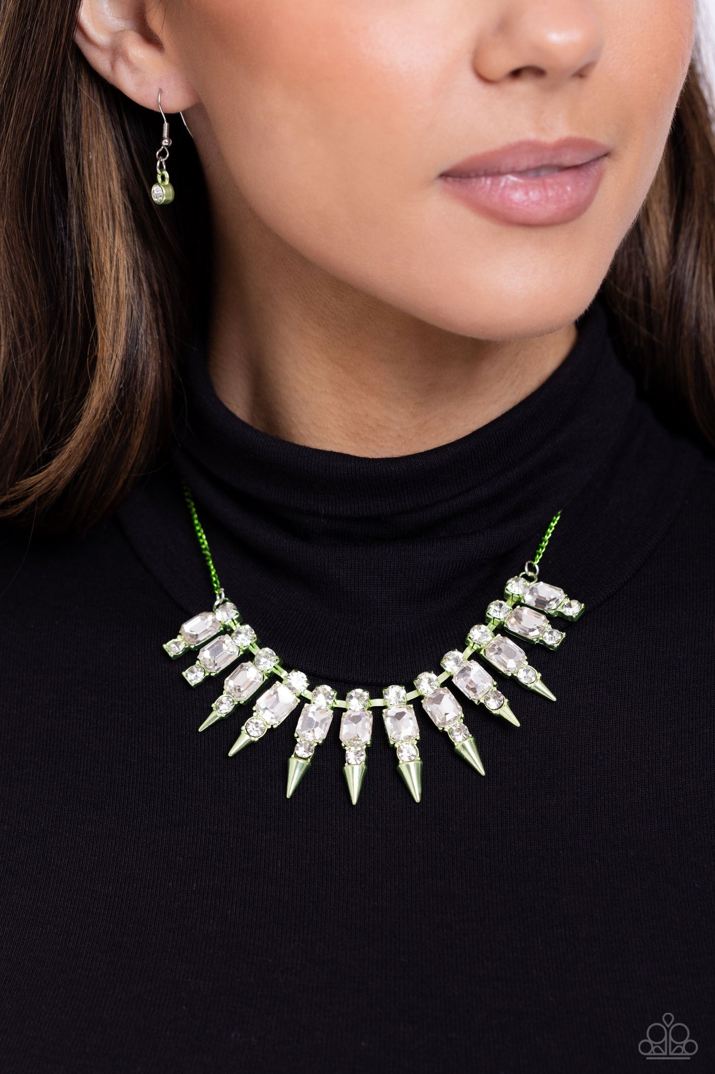 Punk Passion - Green Necklace & Punk Pattern - Green Bracelet - 2 piece set