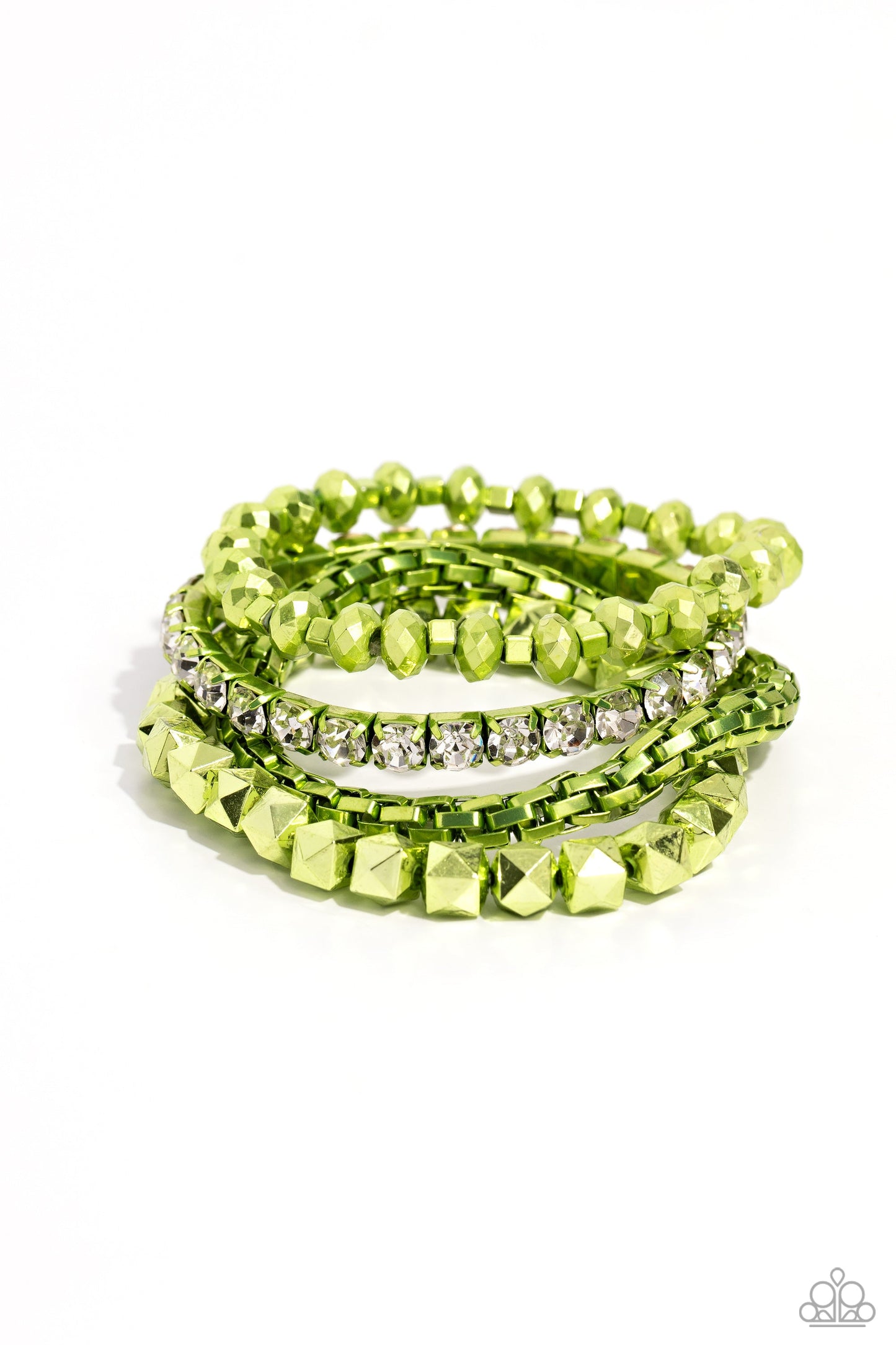 Punk Passion - Green Necklace & Punk Pattern - Green Bracelet - 2 piece set