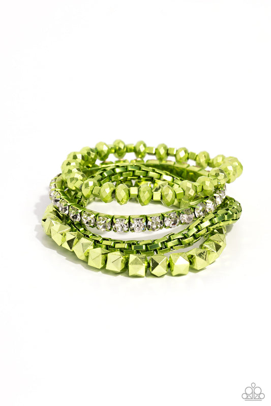 Punk Passion - Green Necklace & Punk Pattern - Green Bracelet - 2 piece set