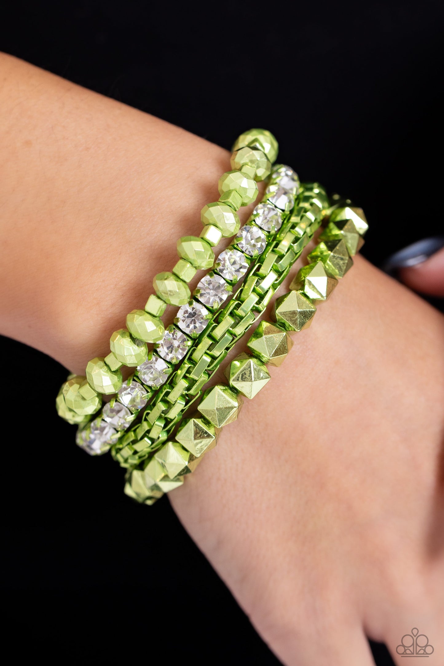 Punk Passion - Green Necklace & Punk Pattern - Green Bracelet - 2 piece set