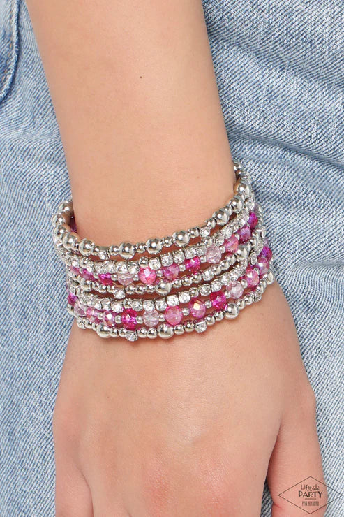 Paparazzi - ICE Knowing You - Pink Bracelet Pusher P