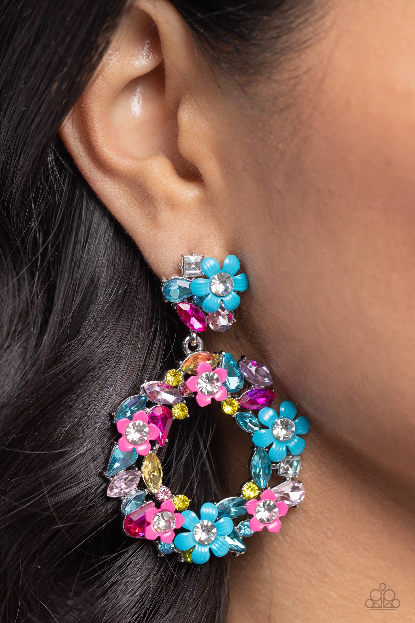 Wreathed in Wildflowers - Blue Earrings | Paparazzi Accessories