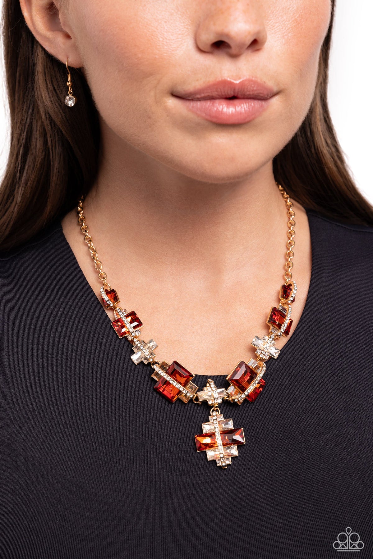 Borderline Bling - Brown Necklace - Gold | Paparazzi Accessories