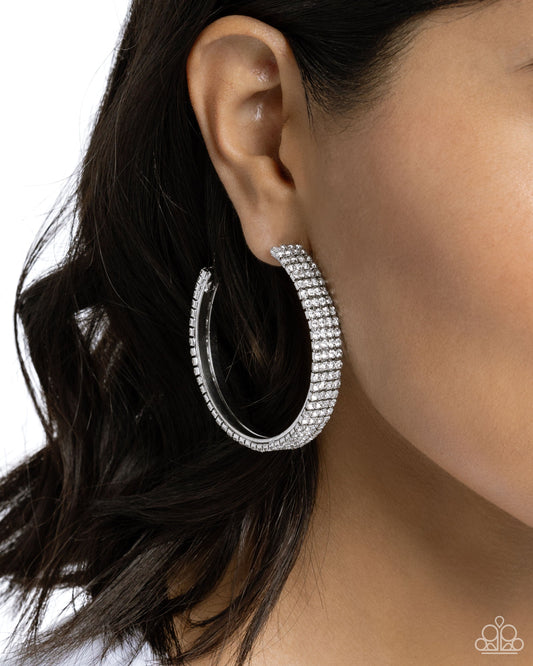 Stacked Symmetry - White Earrings