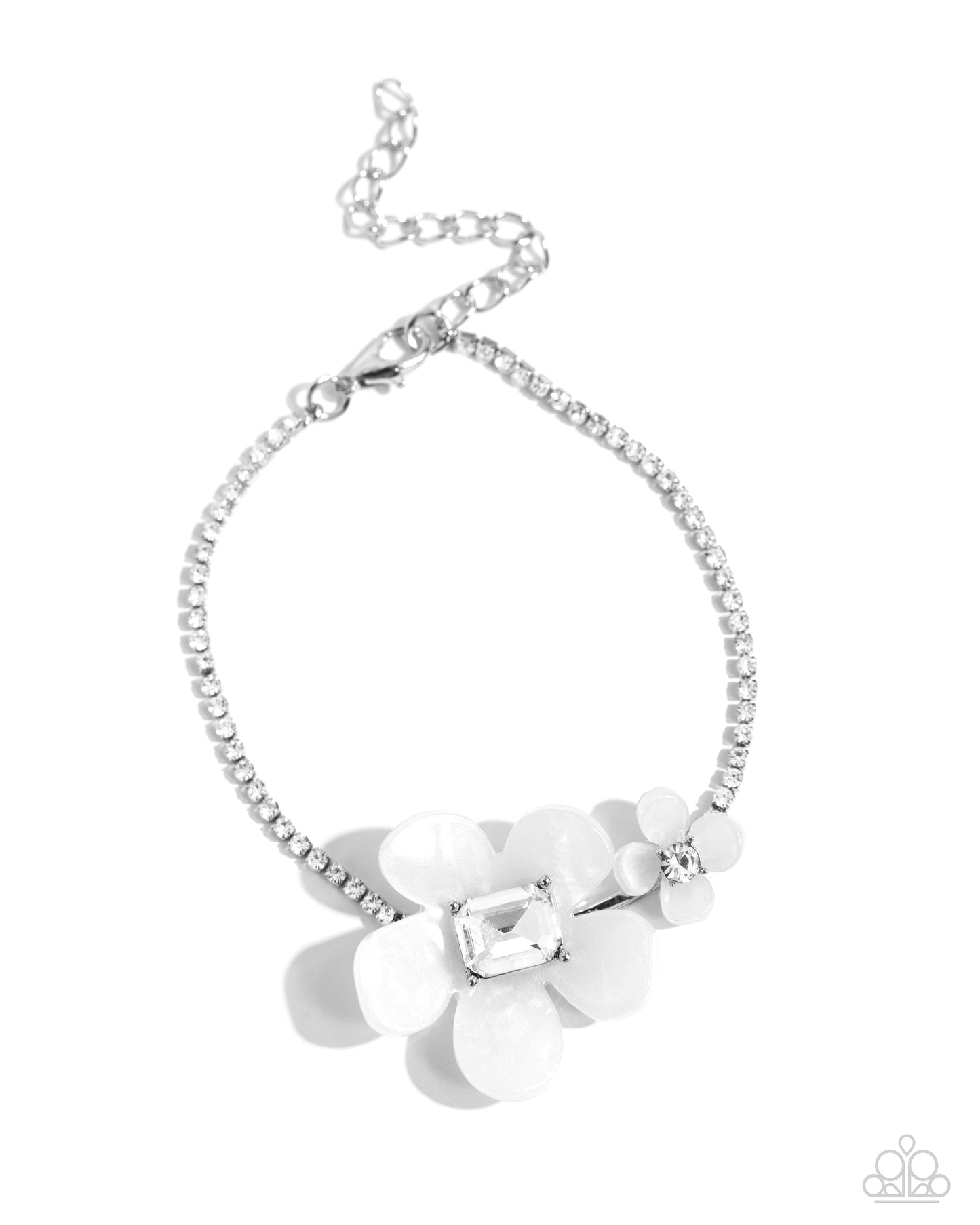 Dainty Deduction White Necklace and Dainty Devotee White Bracelet - 2 Piece Set