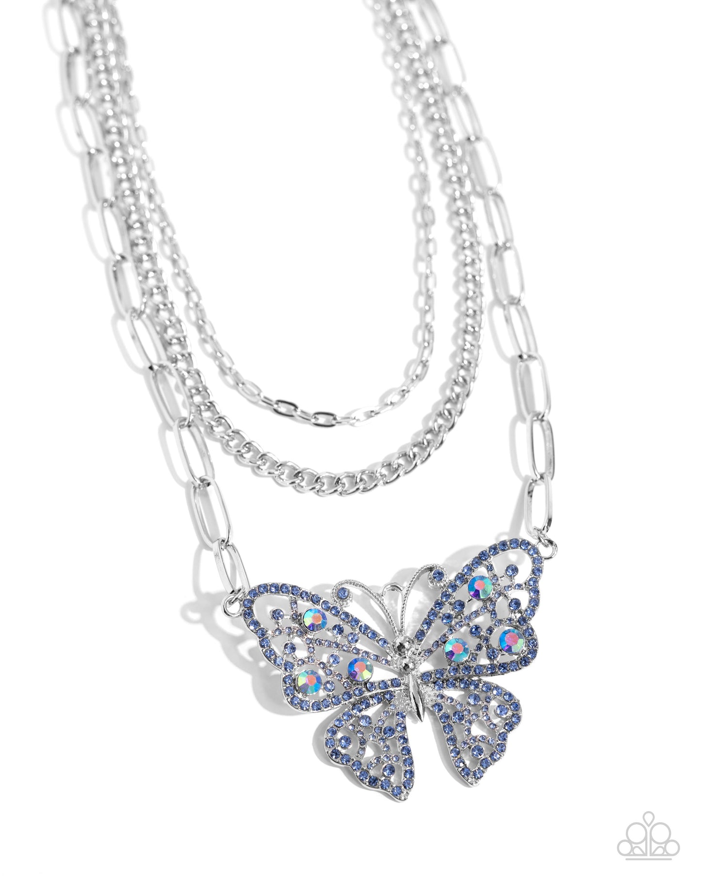 Winged Wonder - Blue Necklace - Silver | Paparazzi Accessories