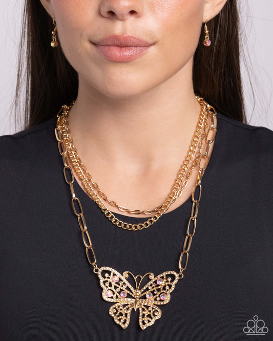 Winged Wonder - Gold Necklace