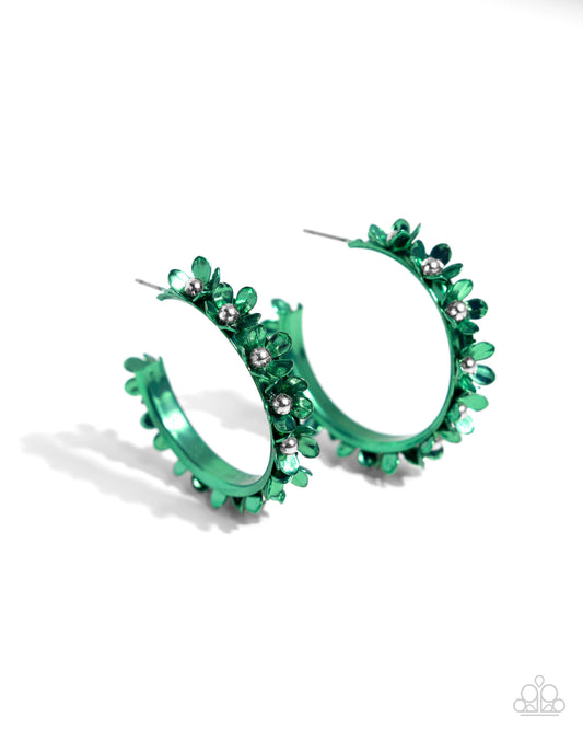 Fashion Earrings - Paparazzi Fashionable Flower Crown - Green Earrings from