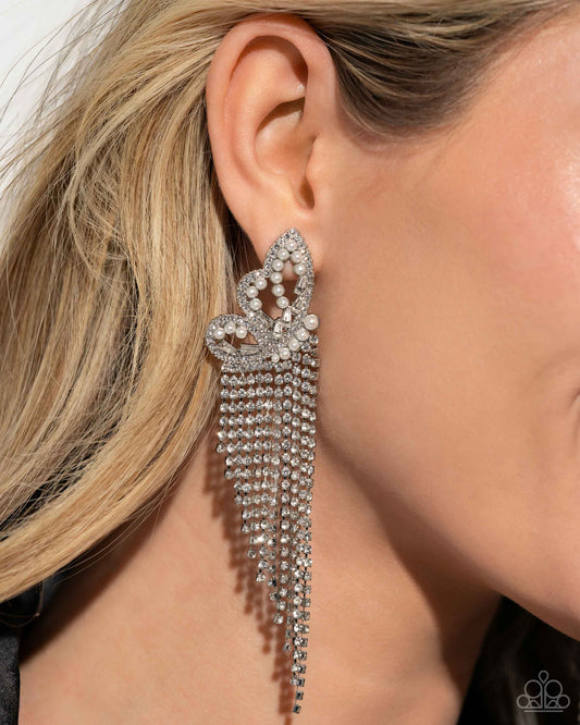 Aerial Accent - White Butterfly Earrings