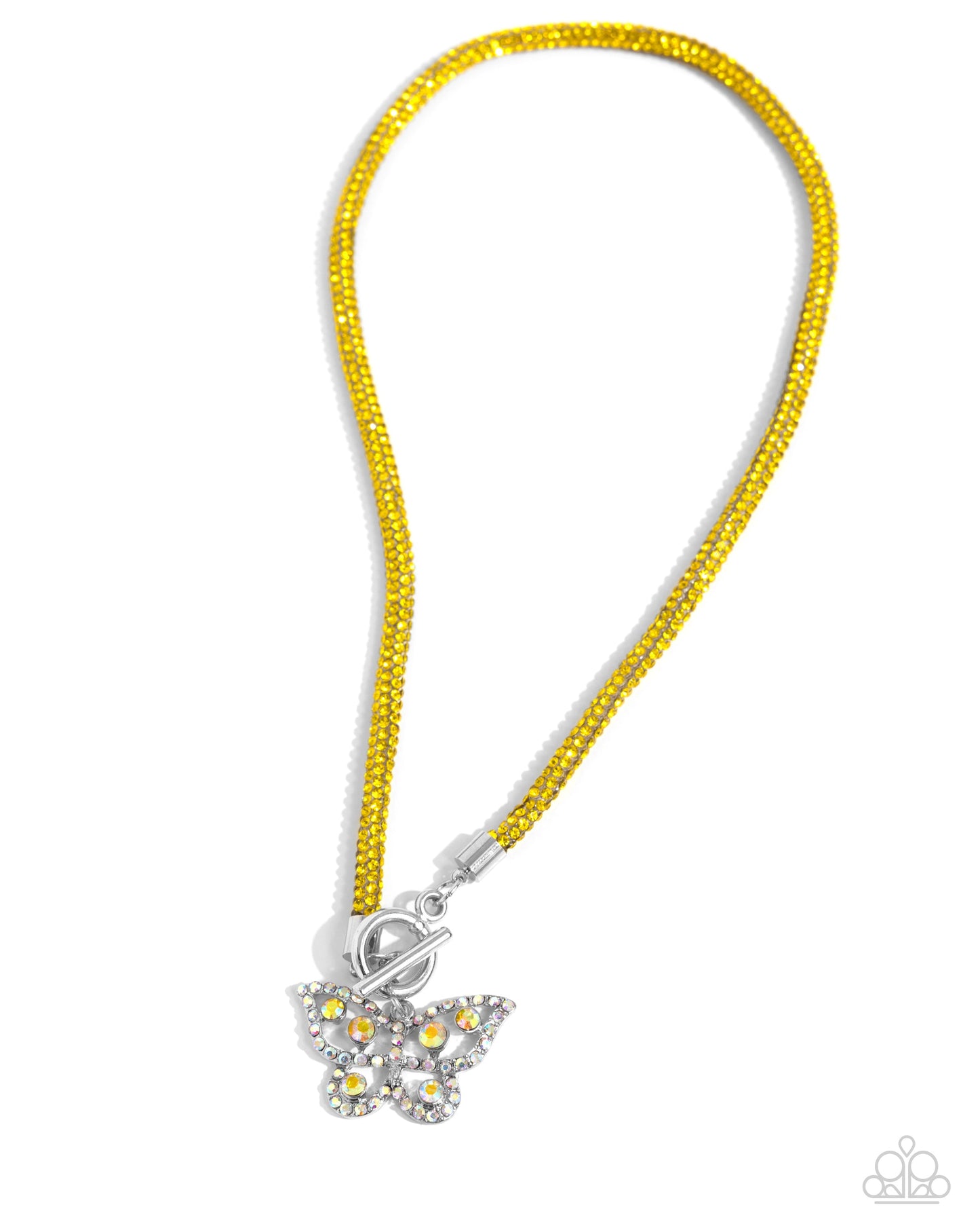 On SHIMMERING Wings - Yellow Necklace and Aerial Appeal - Yellow Bracelet - 2 piece set