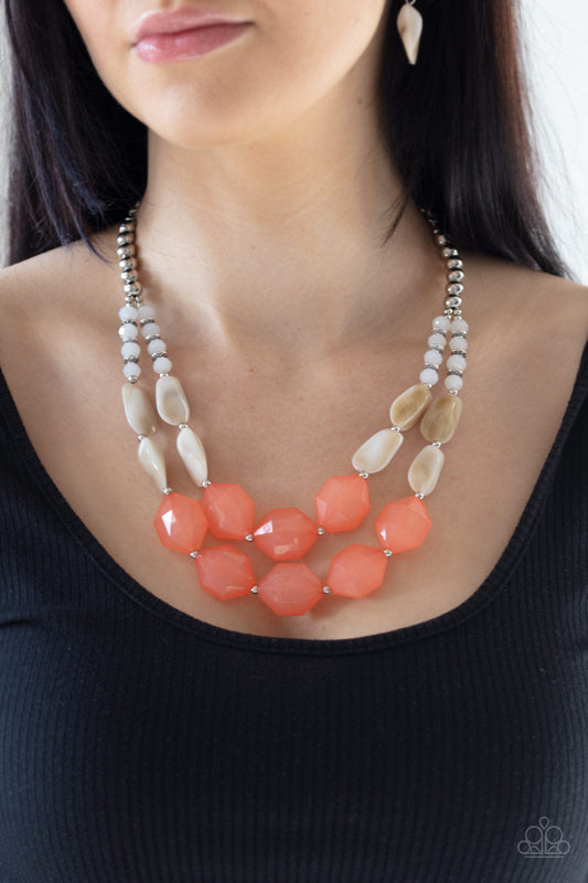 Paparazzi Seacoast Sunset - Orange Necklace - Pusher P