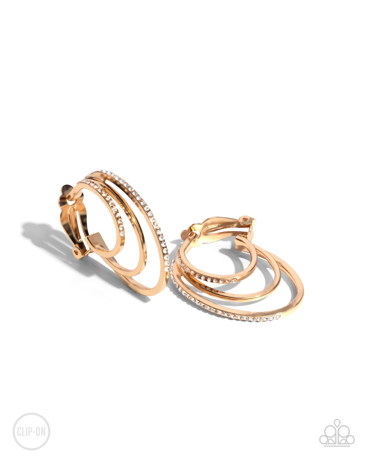 Triad Trek - Gold Clip On Earrings