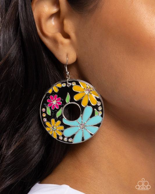 Embroidered Elegance - Black Earrings