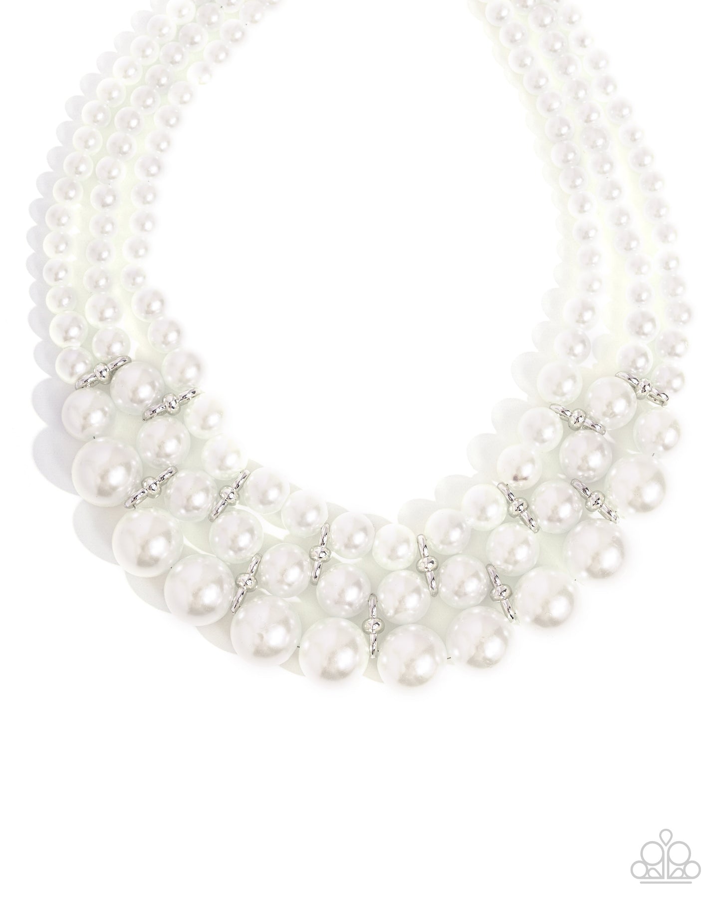 Glossy Gala - White Pearl Necklace