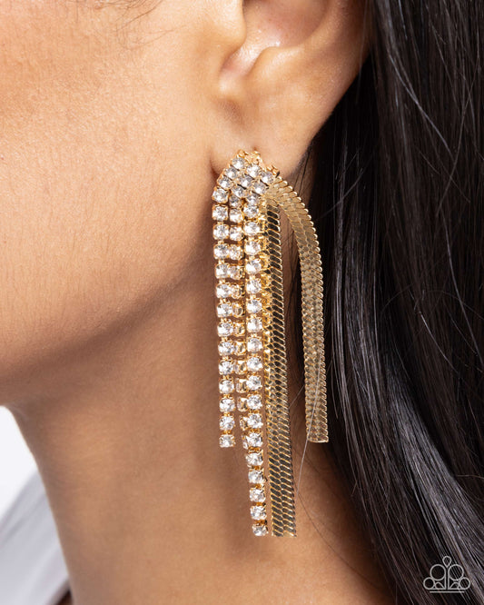Dramatic Downpour - Gold Earrings