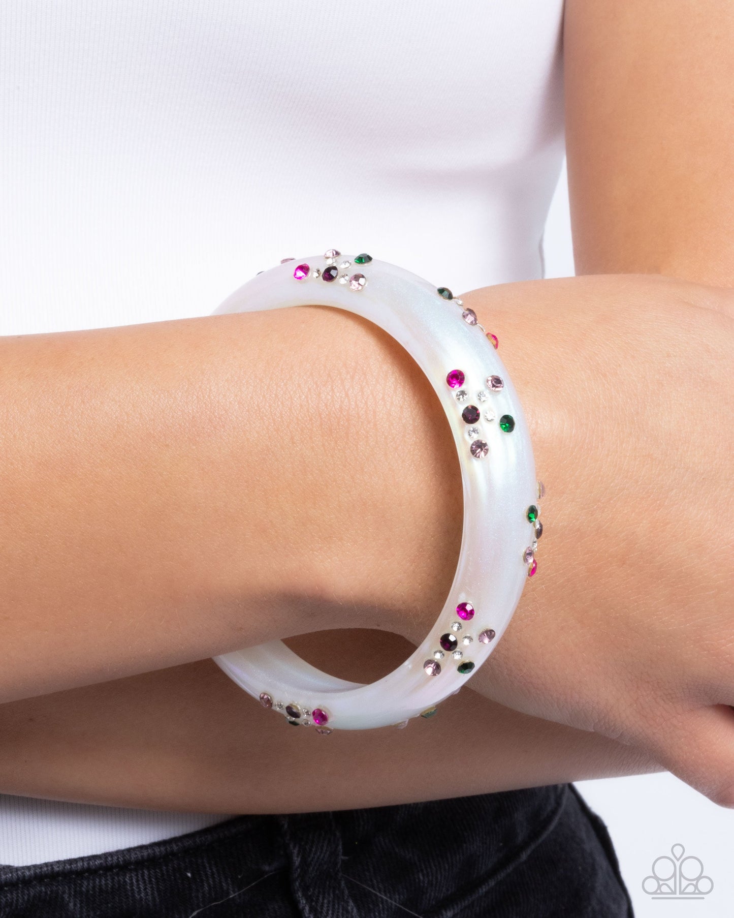 Captivating Color - Purple & White Cuff Bracelet