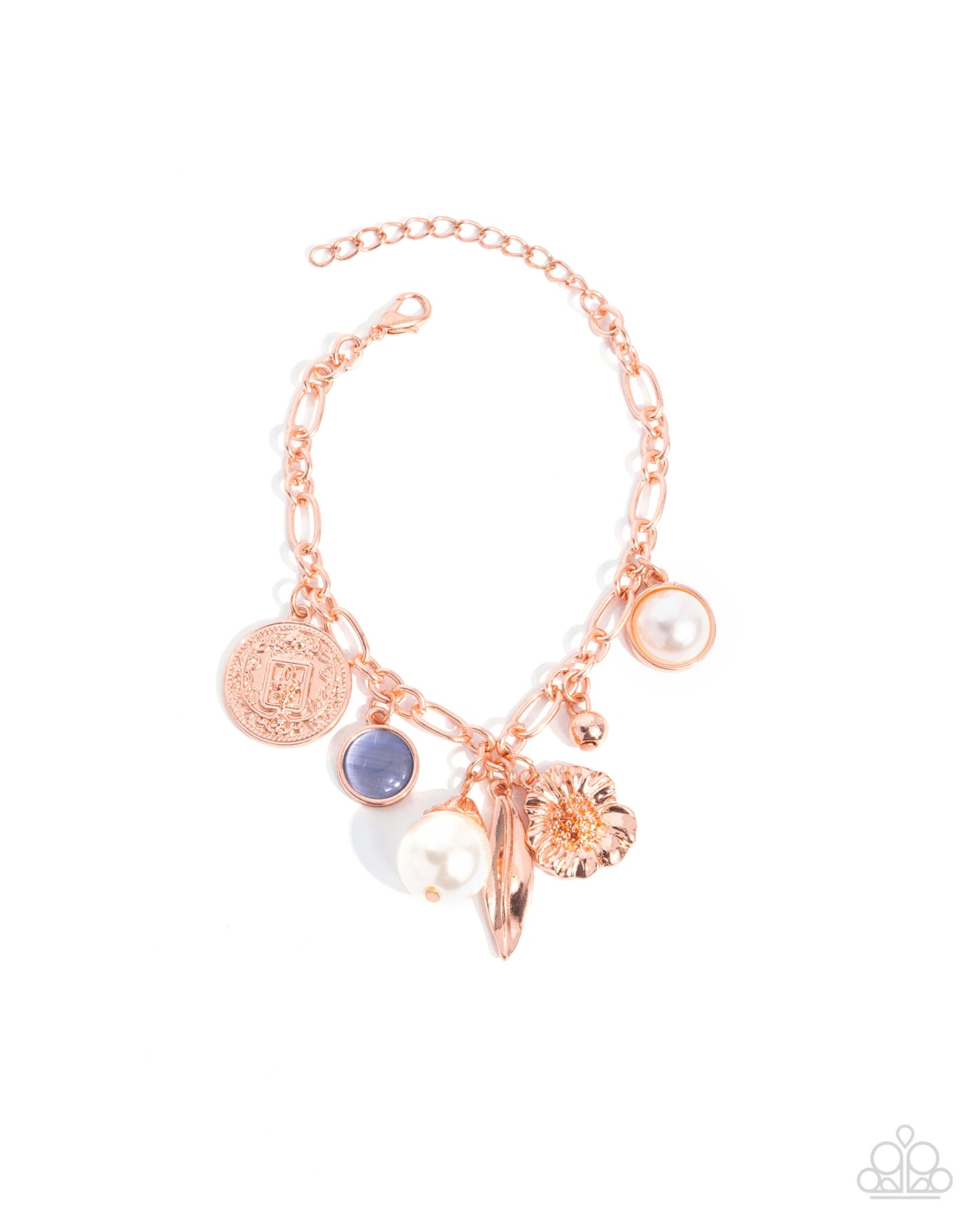 Complete Look - Vintage Vibe Necklace, Enduring Energy Bracelet and Nod to the Classics Earrings Shiny Copper Pearl - 3-Piece Set - Paparazzi