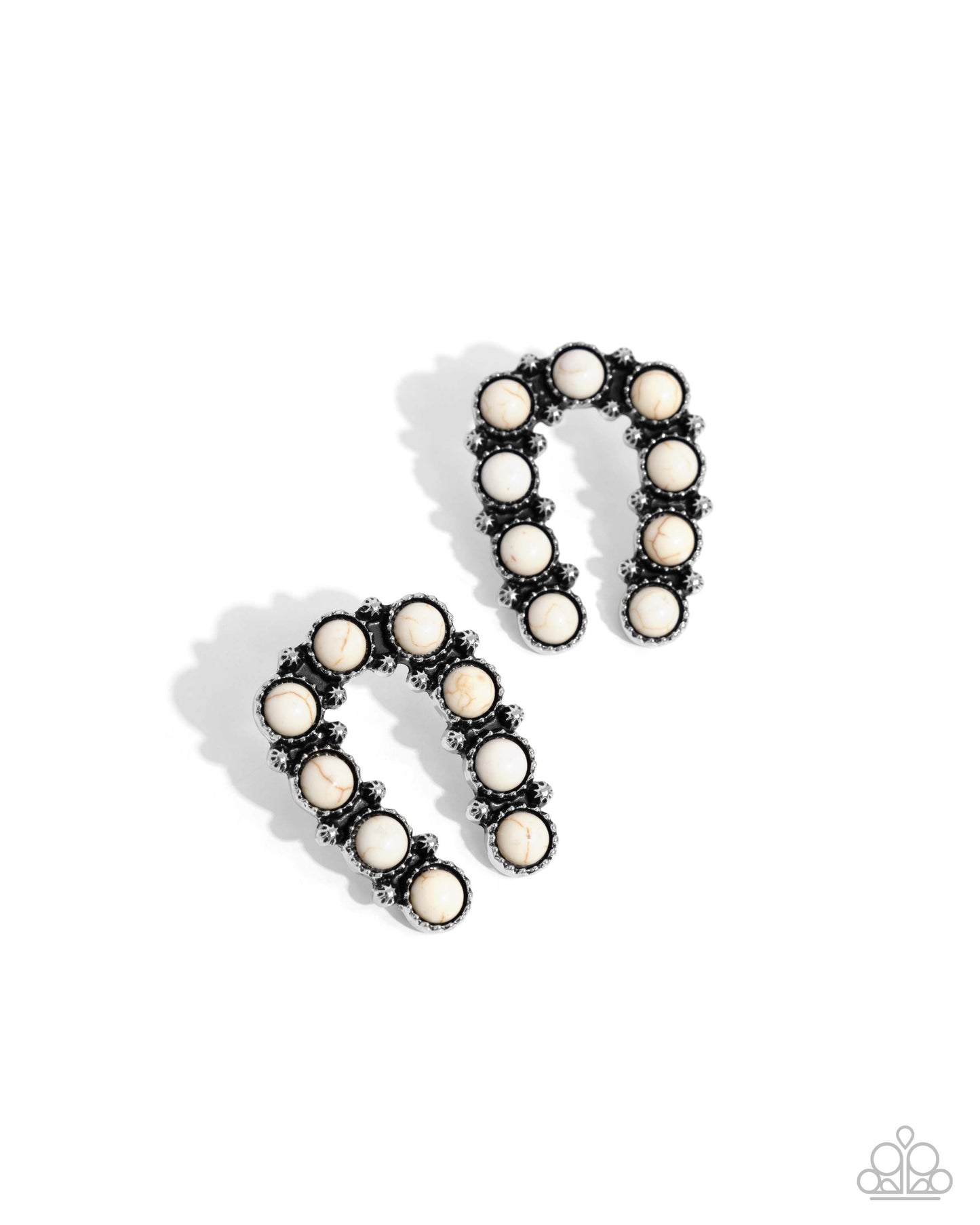 Wild West Wonder and Wild West Whisper - White Ring and Earrings 2 Piece Set