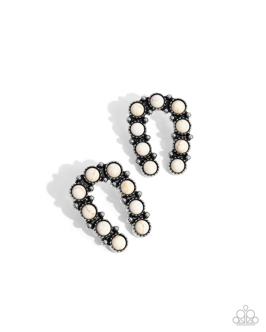 Wild West Wonder and Wild West Whisper - White Ring and Earrings 2 Piece Set