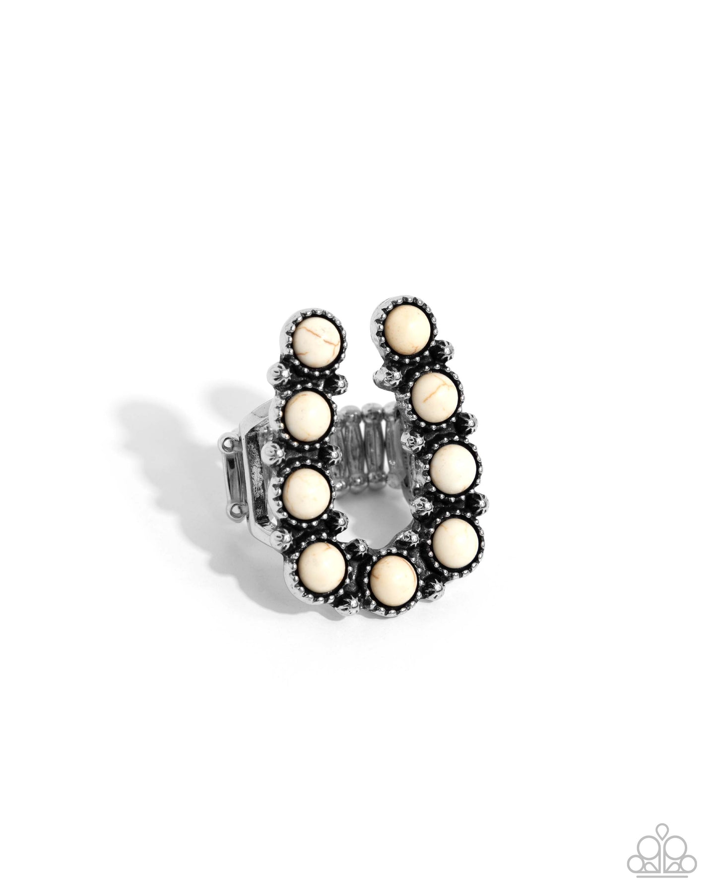 Wild West Wonder and Wild West Whisper - White Ring and Earrings 2 Piece Set