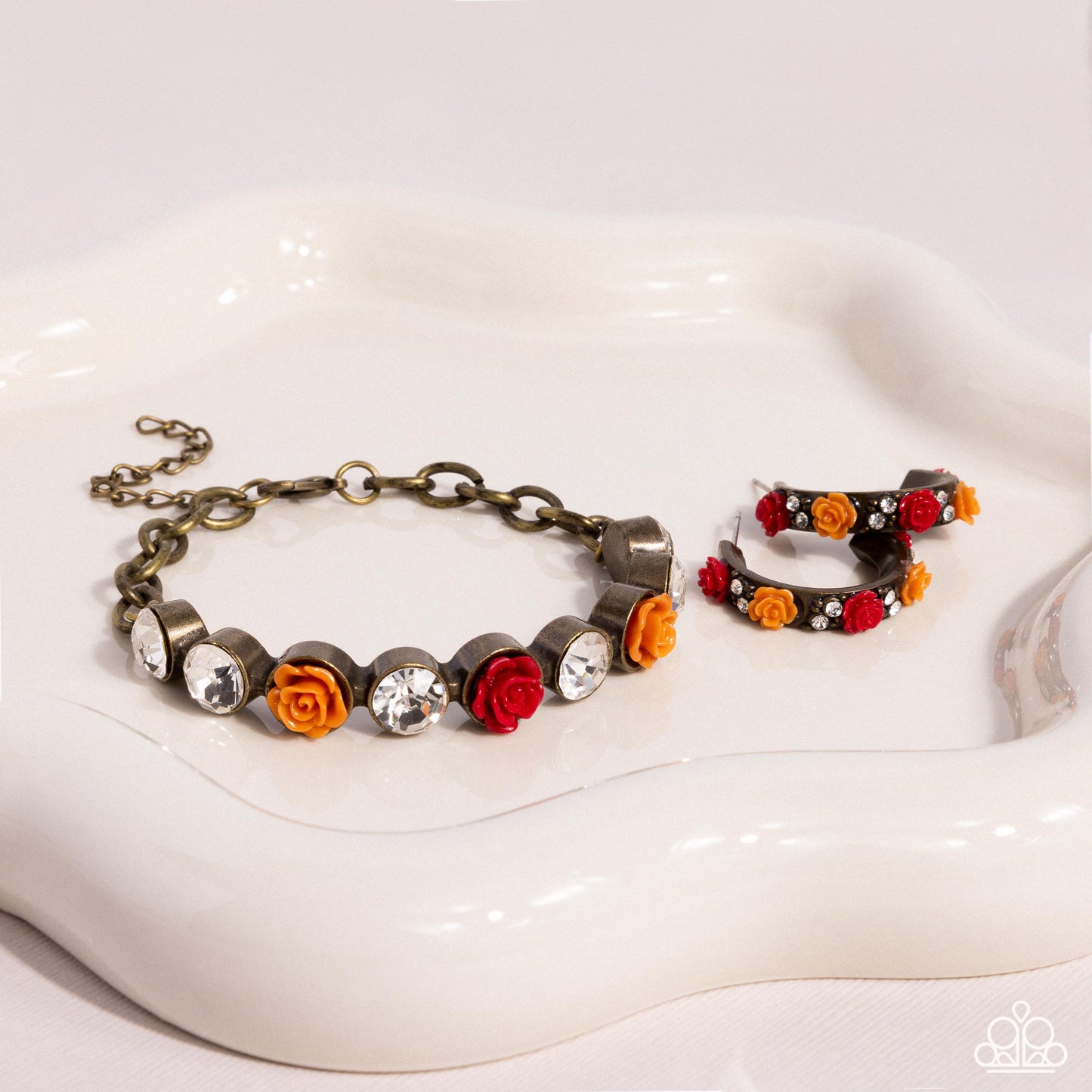 Complete Look - Reawakening Revelry Brass Bracelet and Reawakening Radiance Hoop Earrings - 2-Piece Set - Paparazzi