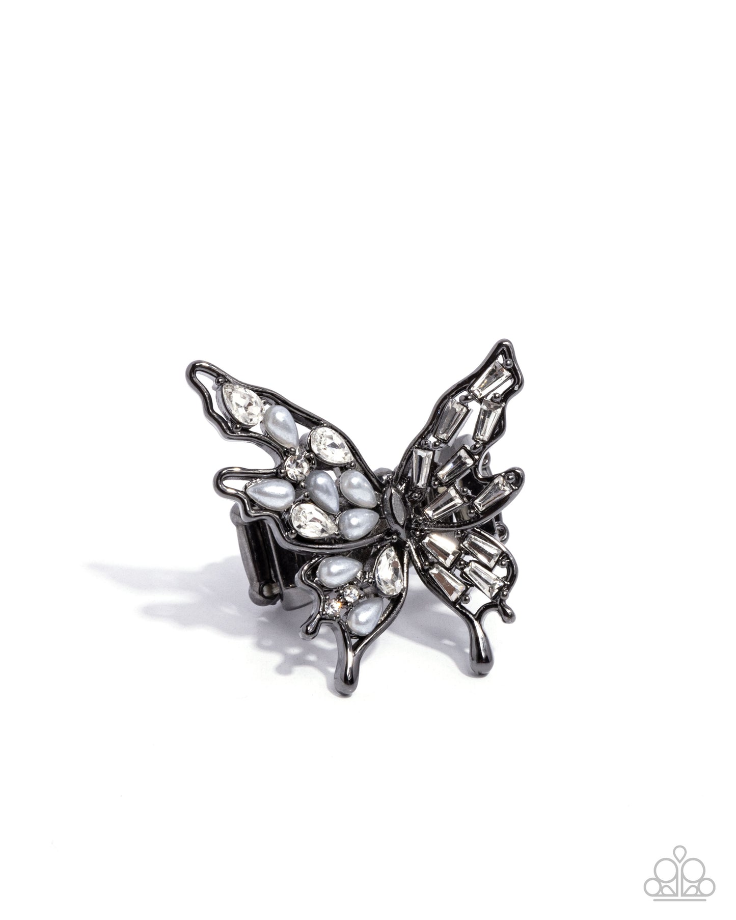Complete Look - Hopeful Hierarchy Black Necklace and Arial Allure Gunmetal Butterfly Ring - 2-piece Set - Paparazzi
