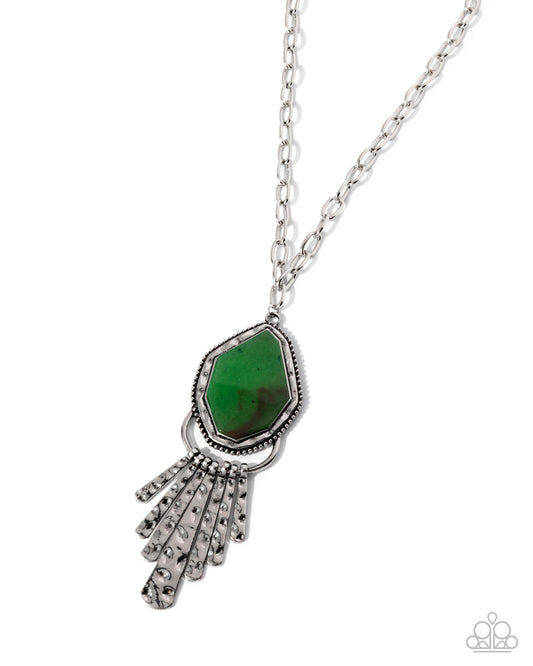 Stamped Statement - Green Necklace