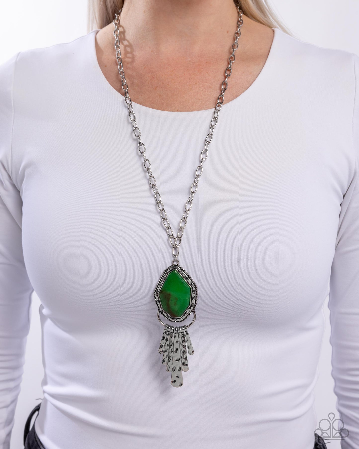 Stamped Statement - Green Necklace
