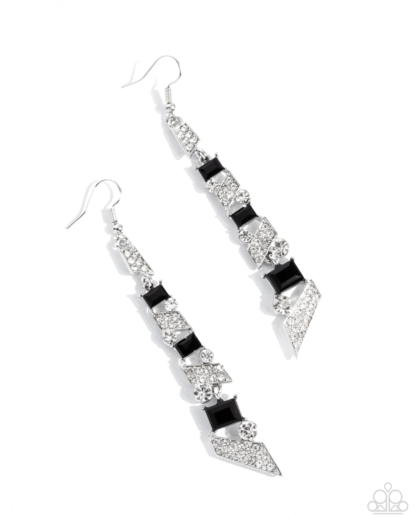 Cascading Cred - Black Earrings