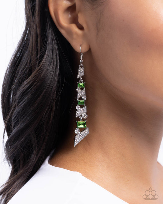 Cascading Cred - Green Earrings
