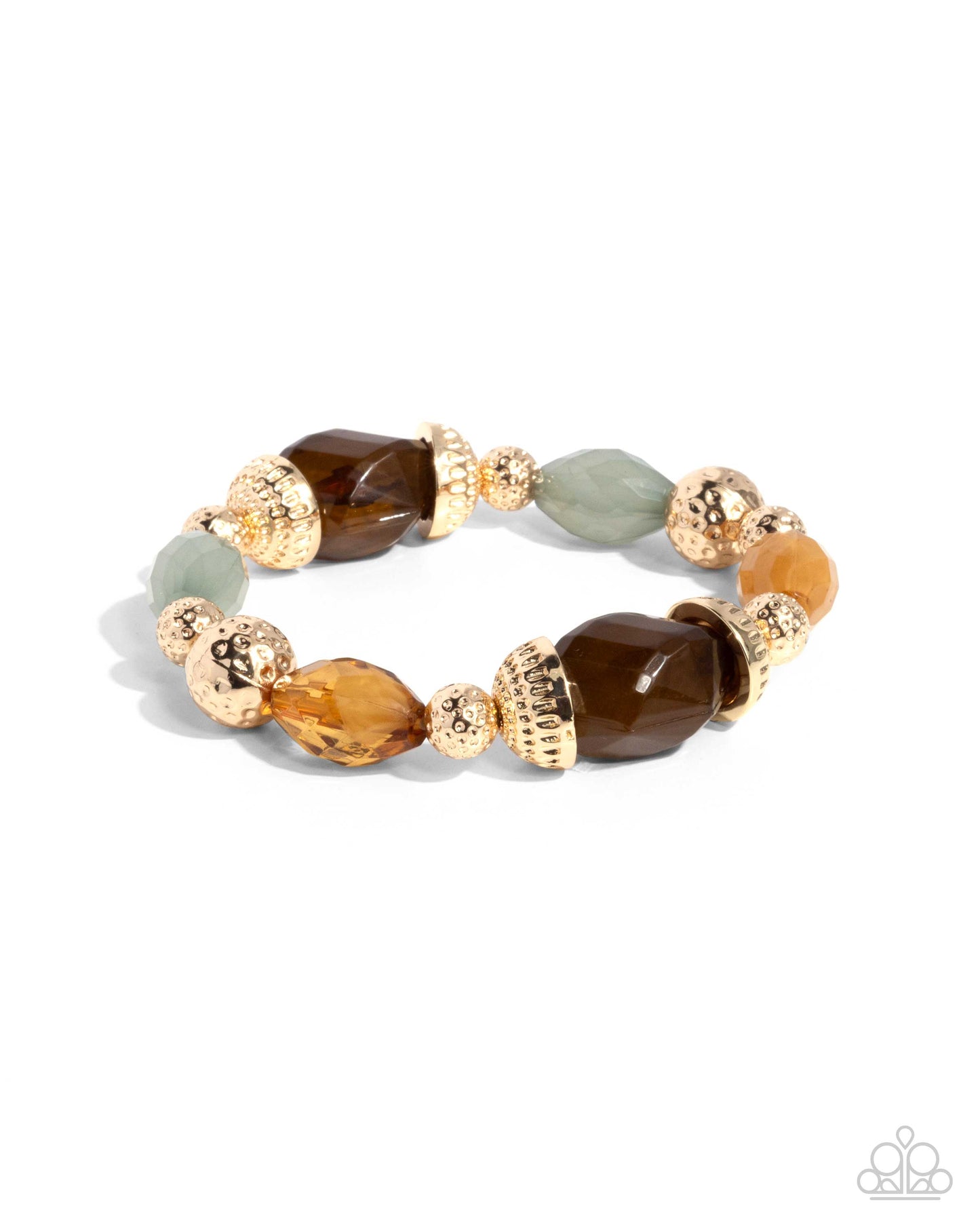 Complete Look - Beauty Culture Brown Green Gold Necklace and Sturdy Season Stretchy Bracelet - 2-Piece Set - Paparazzi