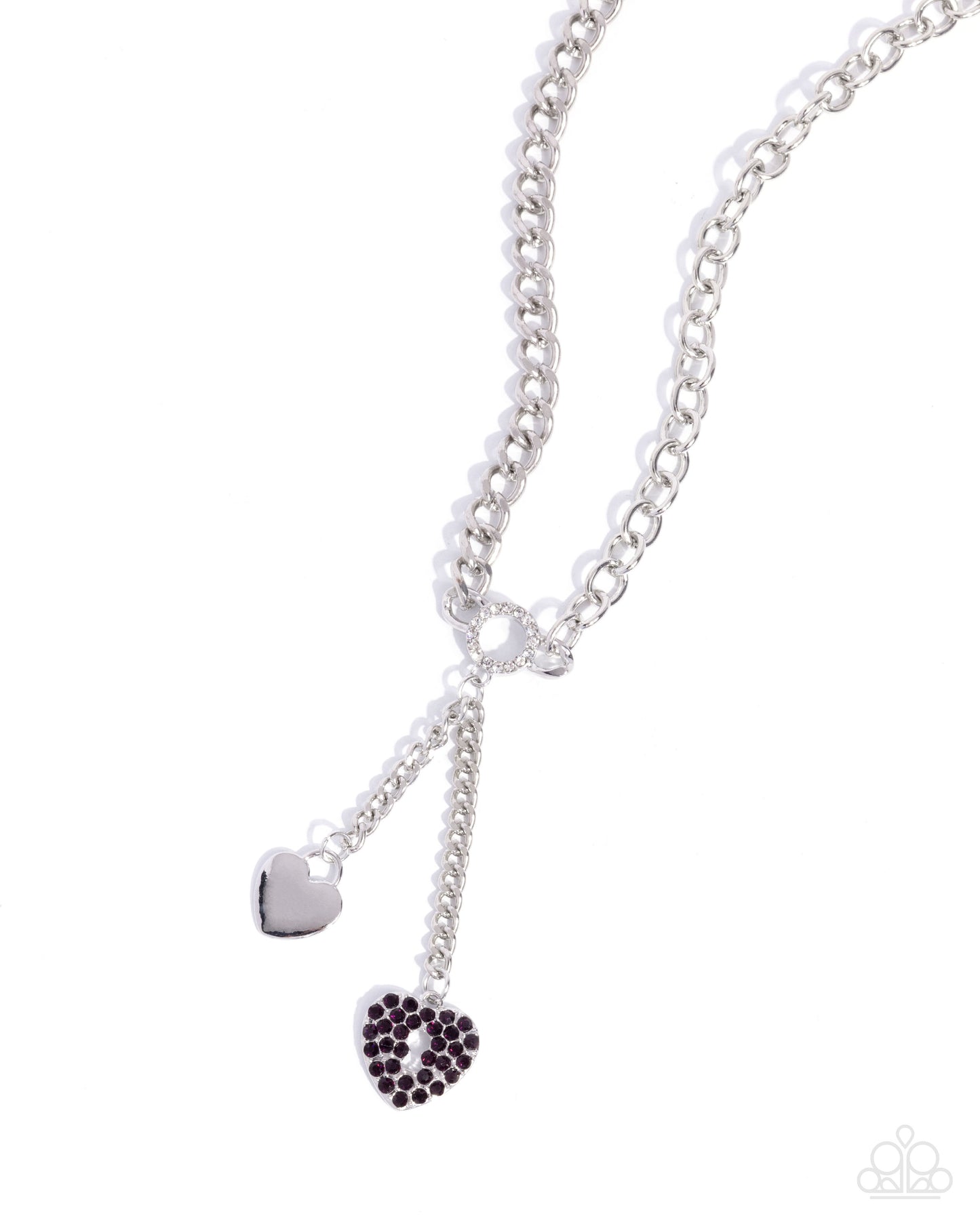Complete Look - Momentary Bliss Necklace and Momentary Balance Purple Heart Silver Bracelet - 2-Piece Set - Paparazzi