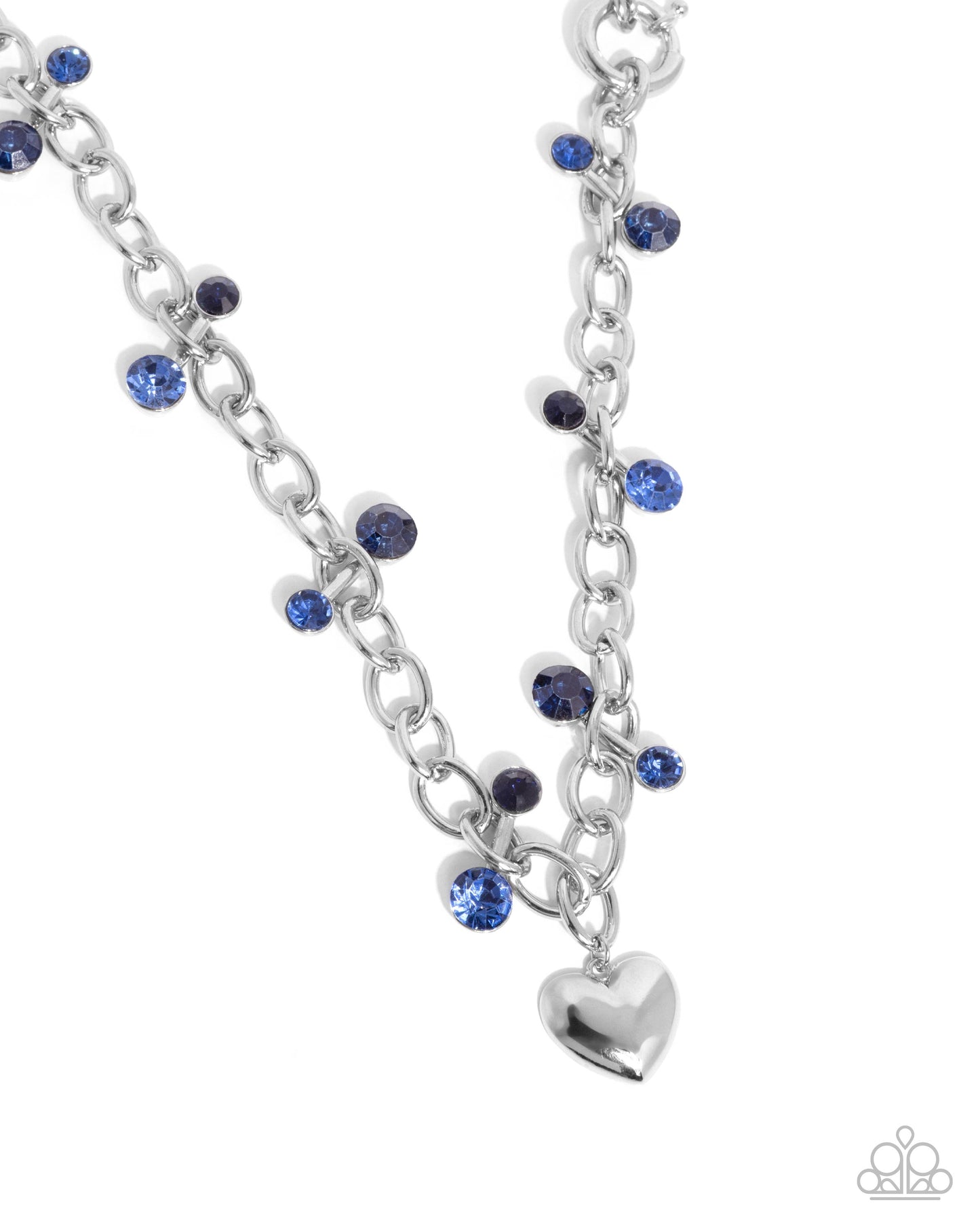 Complete Look - Seesaw Statement Blue Necklace and Seesaw Shimmer Bracelet Blue Silver Heart - 2-piece Set - Paparazzi