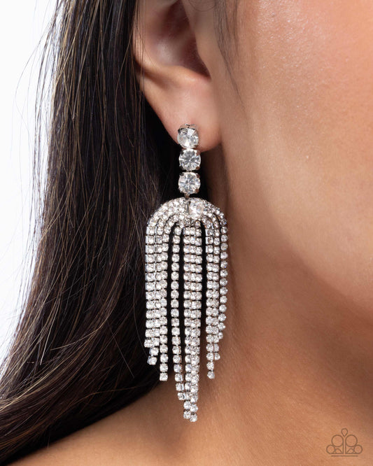 Tapered Twilight - White Earring Earrings | Paparazzi Accessories