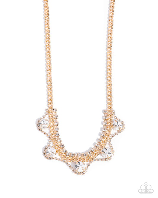 Never Enough Elegance - Gold Necklace and Ceaseless Chic - Gold Earrings 2pc Set