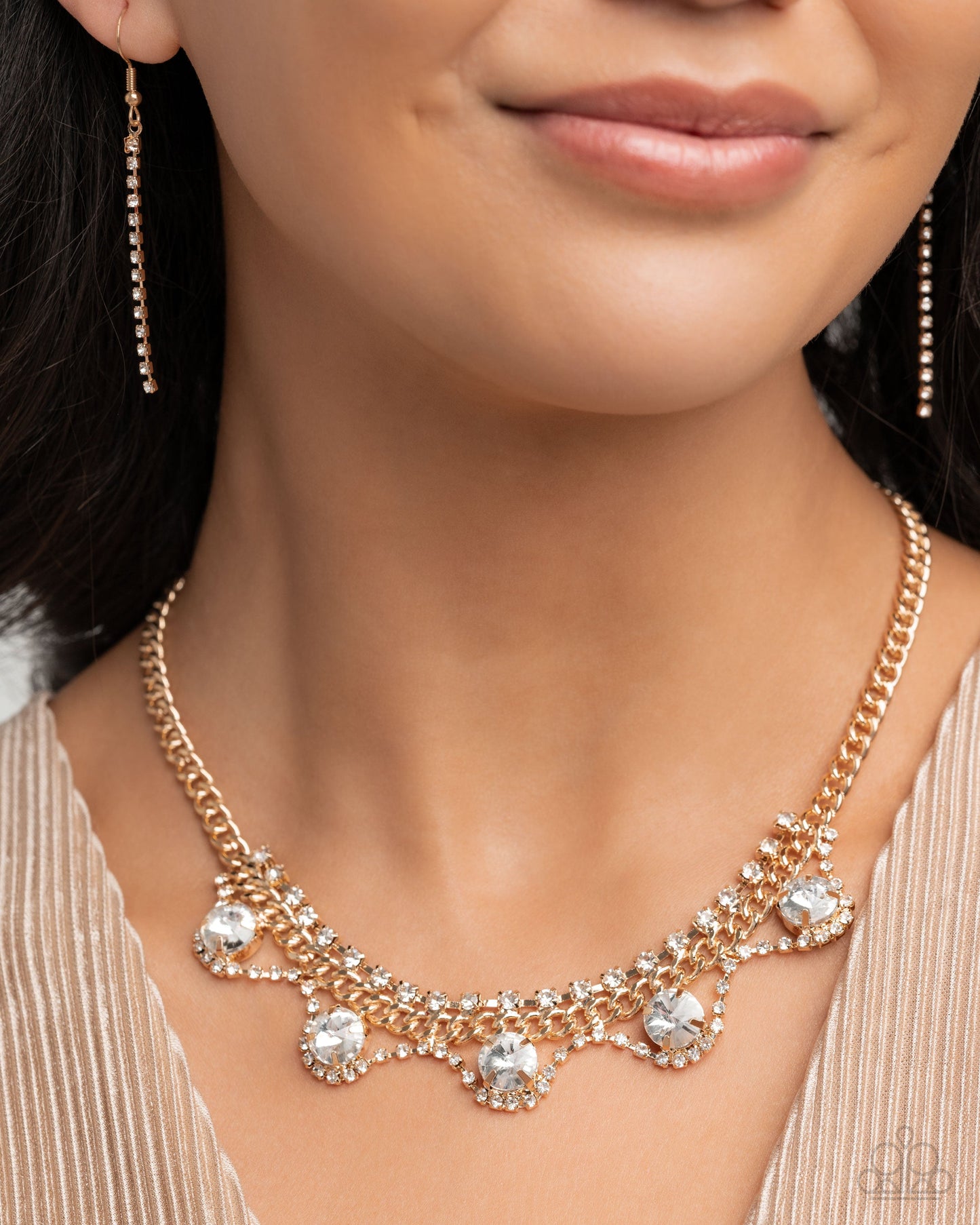 Never Enough Elegance - Gold Necklace and Ceaseless Chic - Gold Earrings 2pc Set