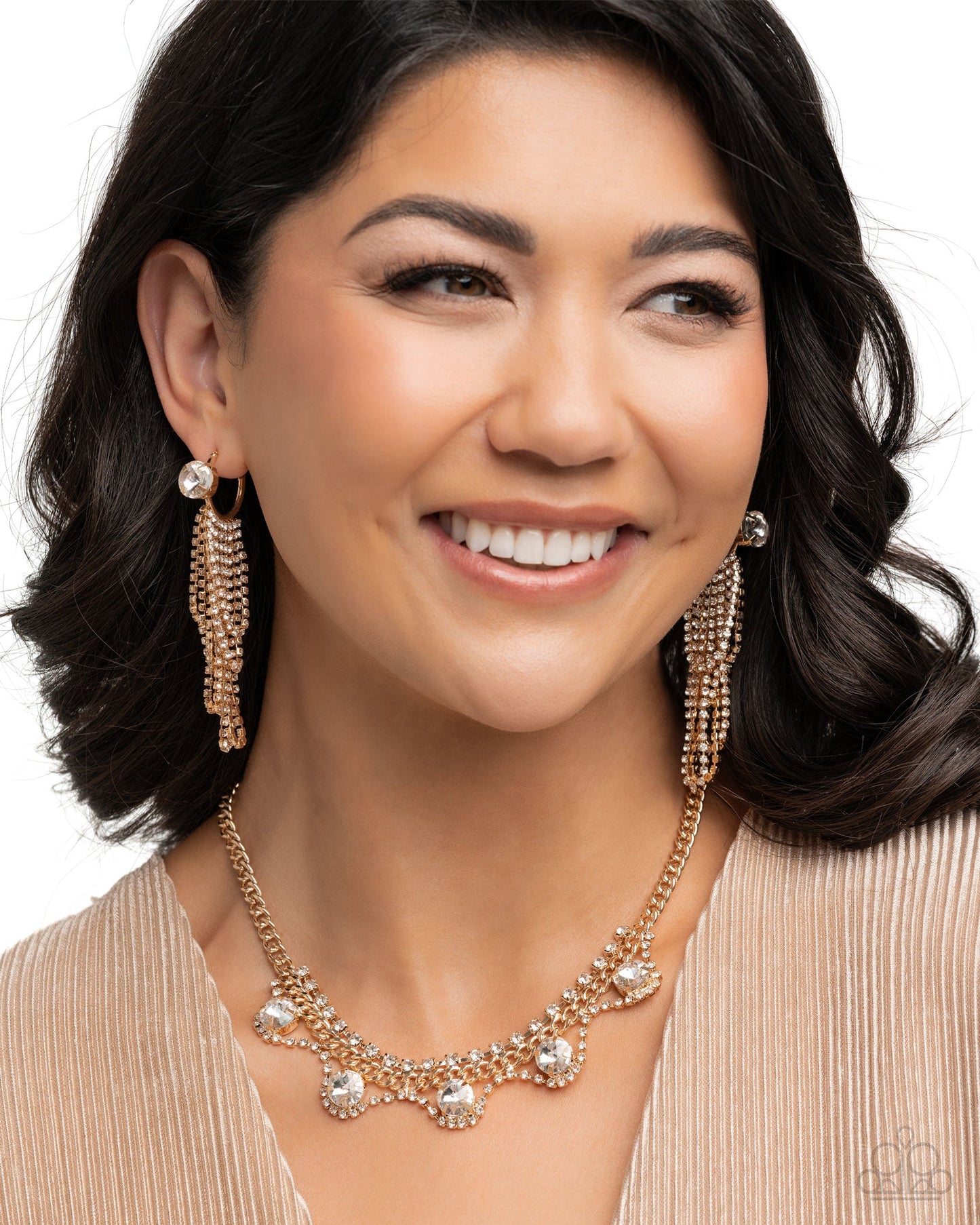 Never Enough Elegance - Gold Necklace and Ceaseless Chic - Gold Earrings 2pc Set