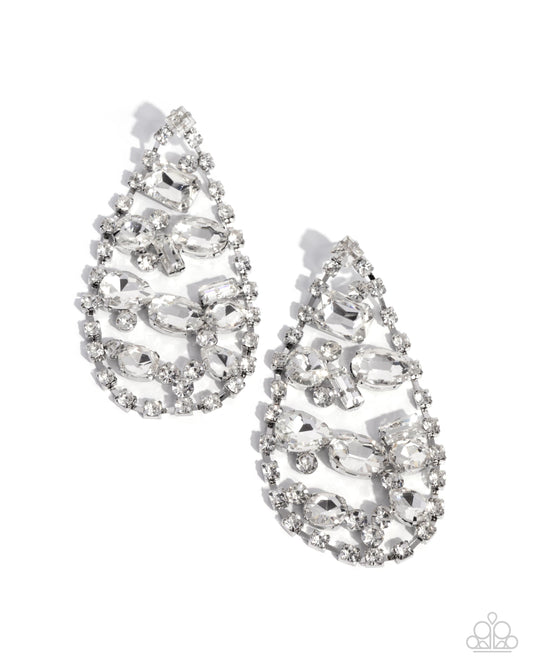 Giant Glitter - White Earrings