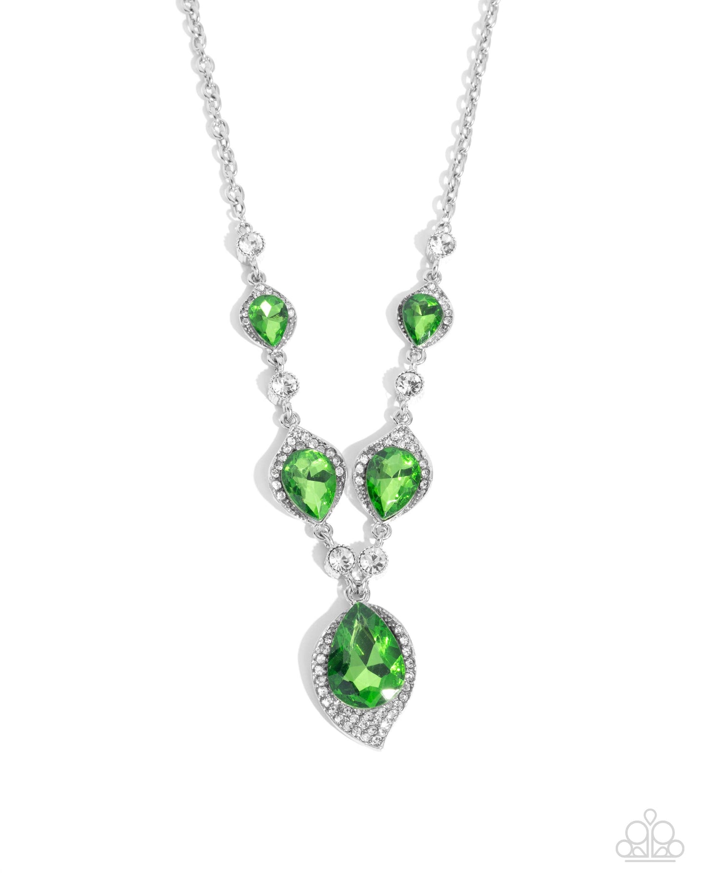 SPADES of Shimmer - Green Necklace