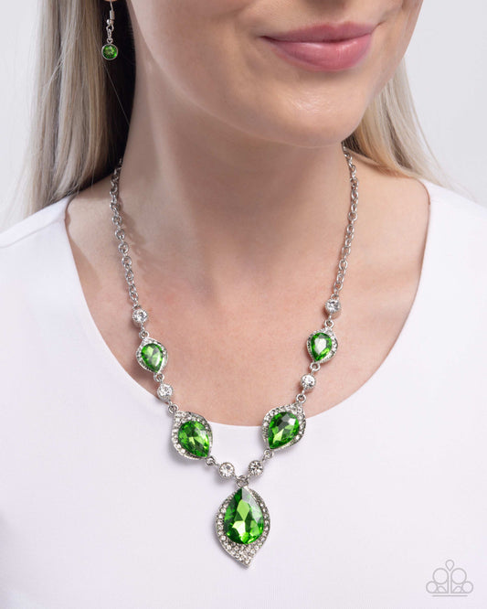 SPADES of Shimmer - Green Necklace