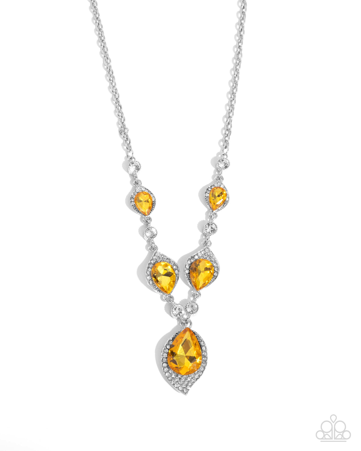 SPADES of Shimmer Necklace - Yellow - White | Paparazzi Accessories