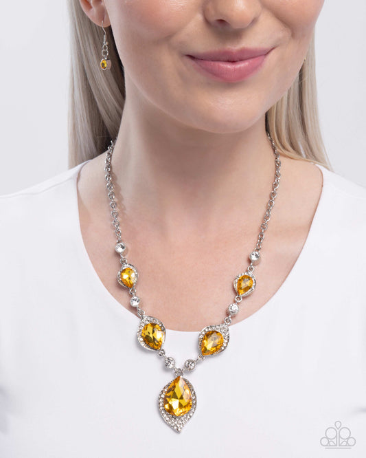 SPADES of Shimmer - Yellow Necklace
