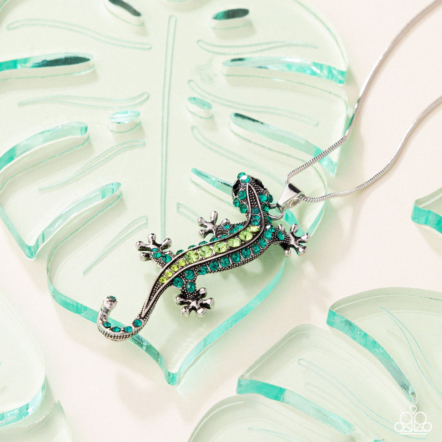 Shimmery Salamander - Green Necklace - White | Paparazzi Accessories