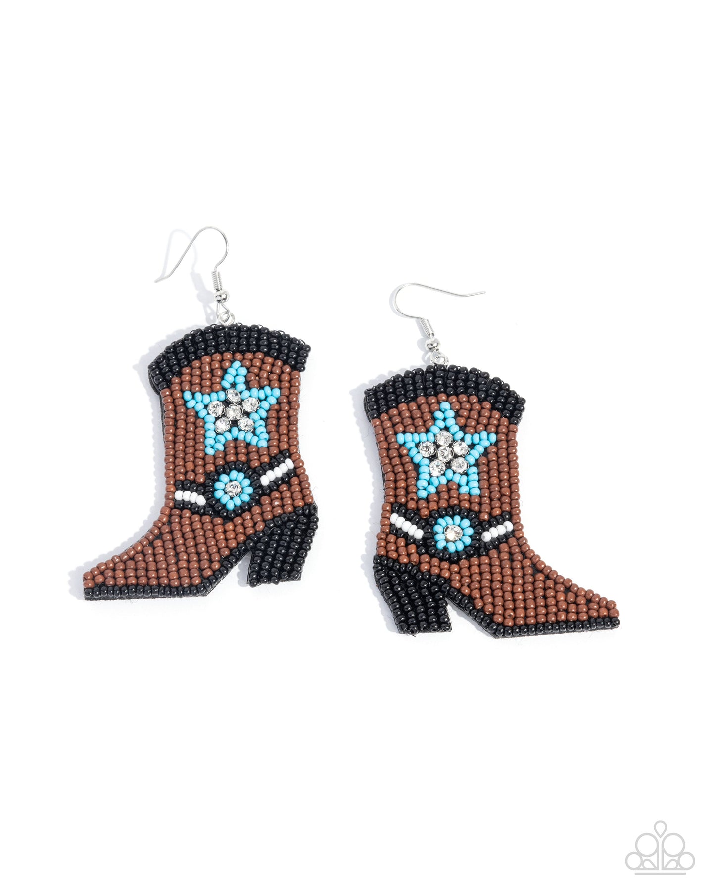 Beaded Boot - Brown Earring Earrings | Paparazzi Accessories